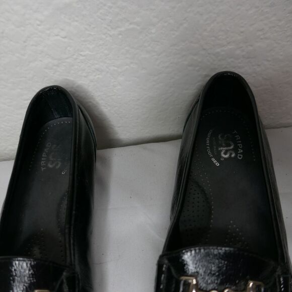 SAS Metro Horse Bit Loafers Slip-On Flat Black Patent Leather Tripad Size 9.5 M - Picture 9 of 11